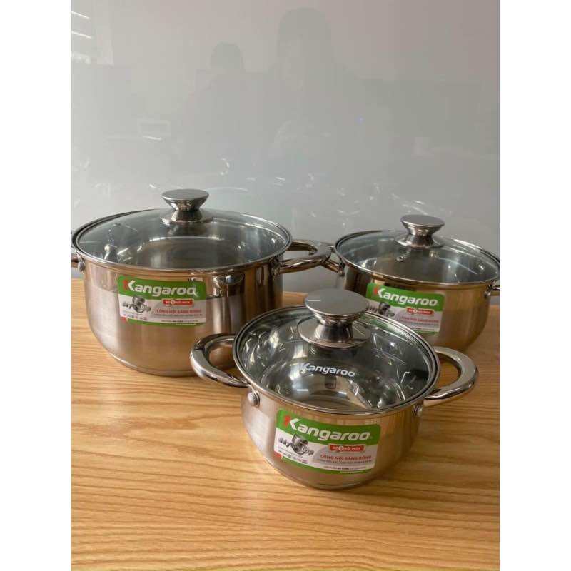 Bộ nồi 5 đáy inox KANGAROO [ CHÍNH HÃNG 100% - BẢO HÀNH 1 NĂM] - FulBox