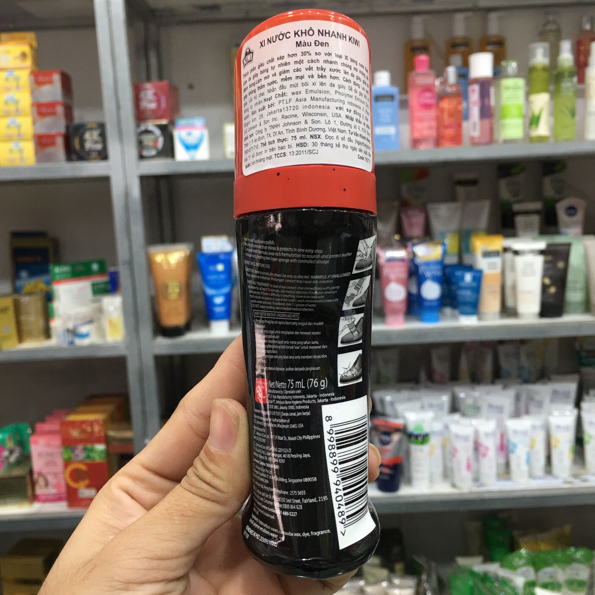 Xi nước khô nhanh Kiwi màu đen 75ml