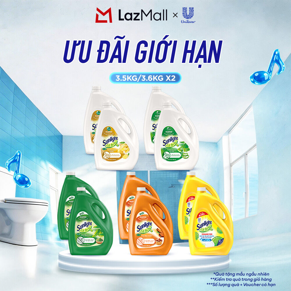COMBO 2 Nước rửa chén Sunlight Thiên Nhiên Can 3.5kg  Chanh Can 3.6kg | Công nghệ Rhamno Clean | Đánh bay dầu mỡ ngay cả trên đồ nhựa