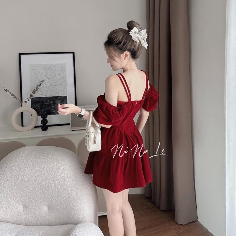 ĐẦM BIGSIZE 2S TRỄ VAI NHUNG MẶC 2 KIỂU(L-2XL)