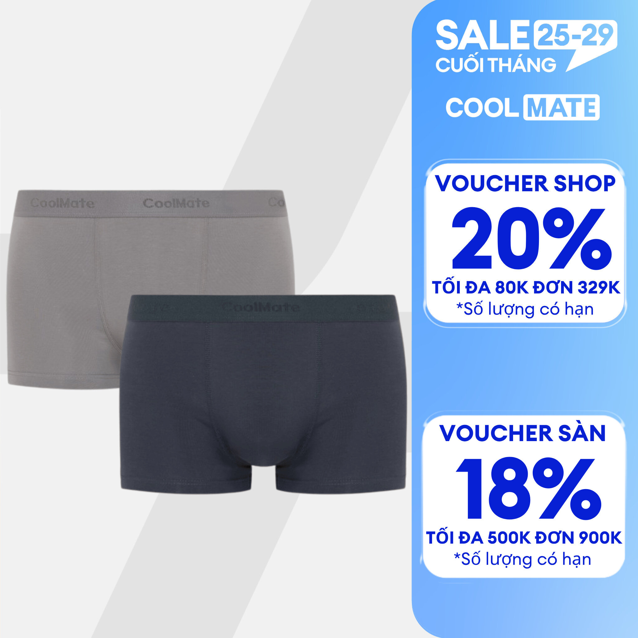[GIÁ TỐT]COOLMATE - Combo 2 quần lót nam Trunk Cotton