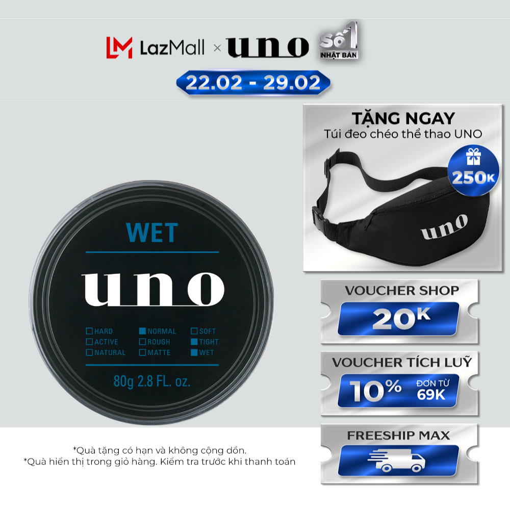 Sáp vuốt tóc Tạo kiểu Bóng mượt lịch lãm UNO Wet Effector 80g