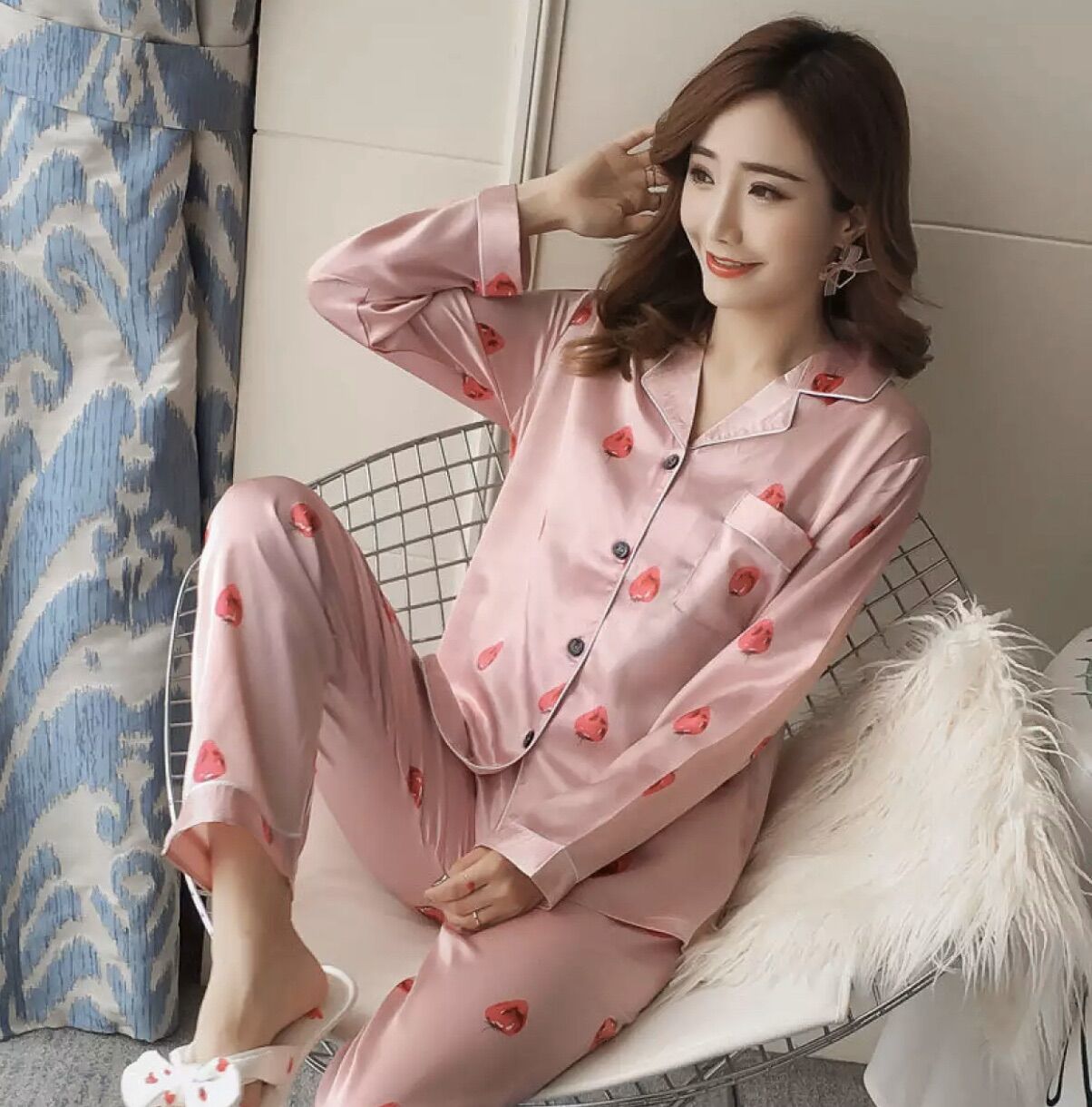 SET BỘ  NGỦ PIZAMA LỤA TAY DÀI -YT42