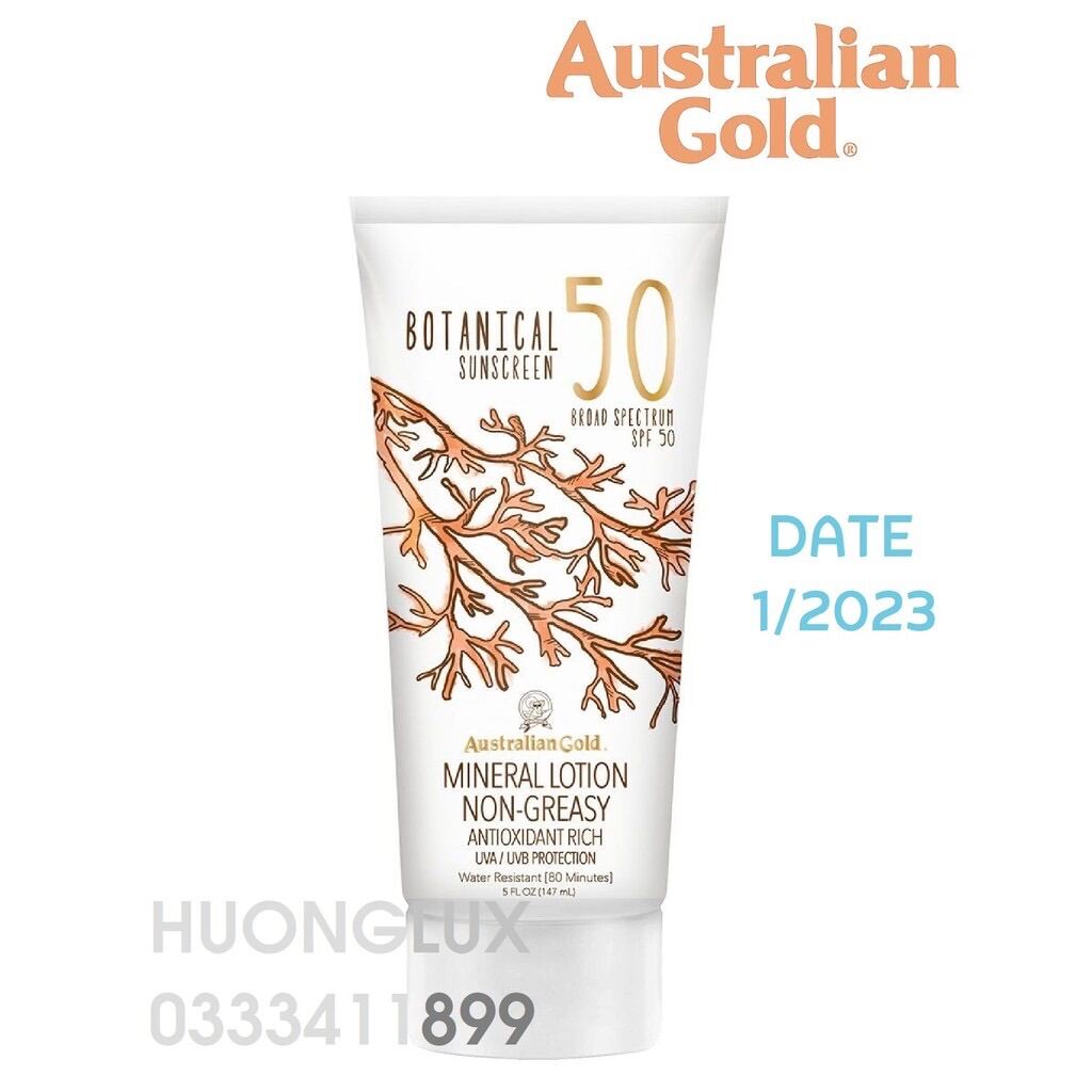 [HCM][DATE 2023] Kem chống nắng Australian Gold Botanical Mineral Sunscreen Broad Spectrum SPF50