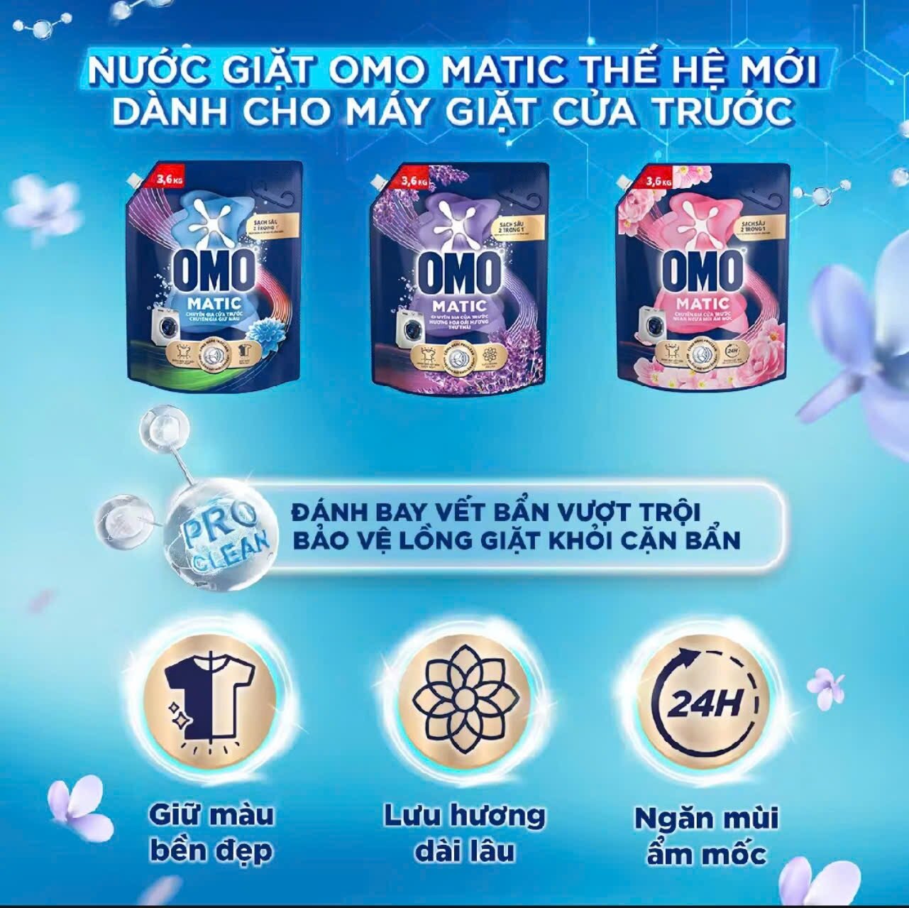 [28_OMO.S] Nước giặt OMO túi tiết kiệm 3kg6 dùng cho máy cửa trước &  4kg1cửa trên