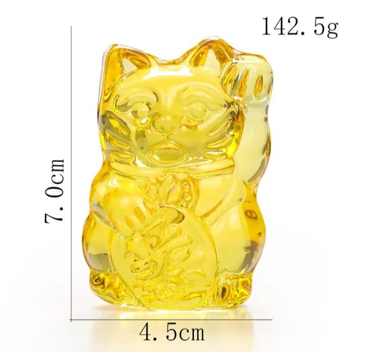Crystal Lucky Cat ( Mèo Thần Tài CiTrine vàng 7cm)