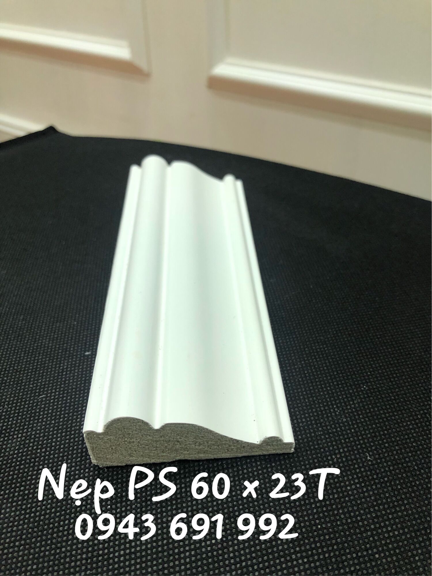 Phào chỉ nhựa PS composite bản 6cm dùng bo nẹp cửa, chỉ ngang tường màu trắng hoàn thiện