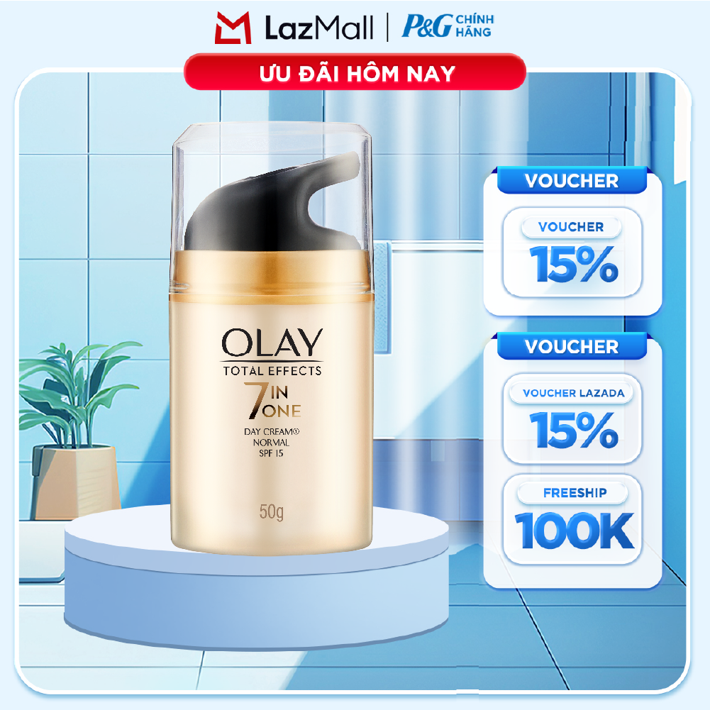 Kem Dưỡng Ban Ngày OLAY TOTAL EFFECTS Phục Hồi  Làm Chậm 7 Dấu Hiệu Lão Hóa SPF 15 Hũ 50G