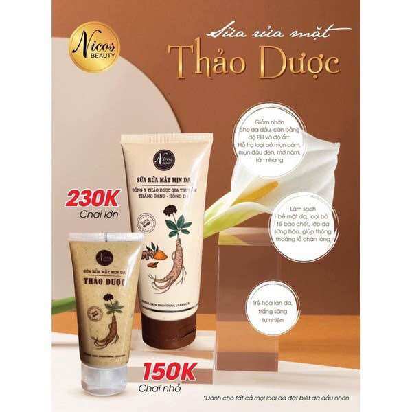 Sửa rửa mặt đông y gia truyền thanh nhi nicos chính hãng