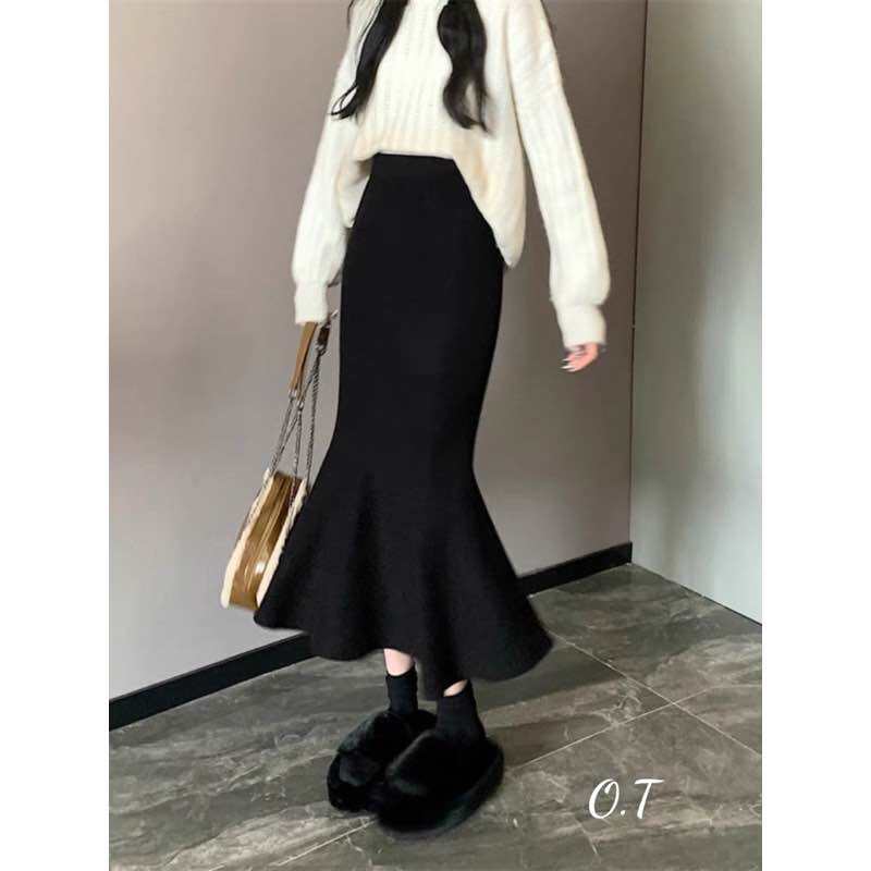 Chân váy len đuôi cá dáng dài hàng Quảng Châu chất đẹp co giãn 4 chiều