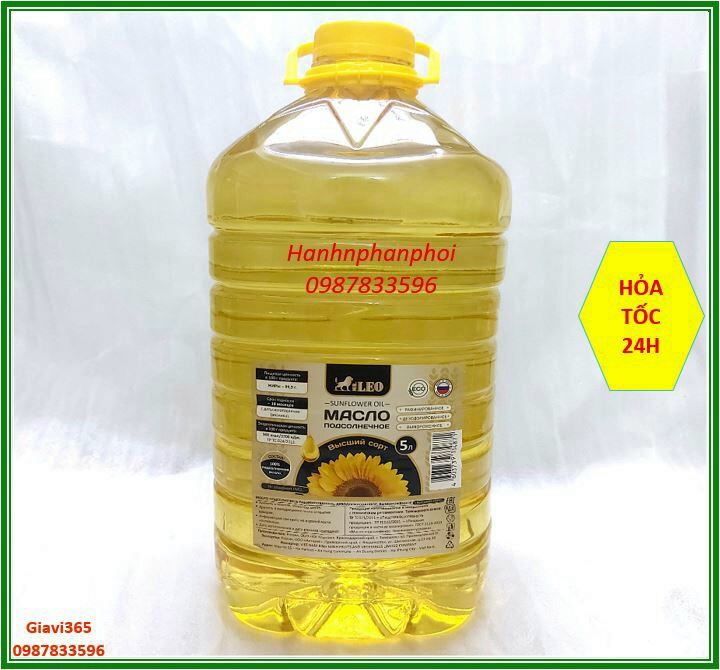 Dầu ăn Hướng Dương Nga can 5 lít . nhập khẩu nguyên chai