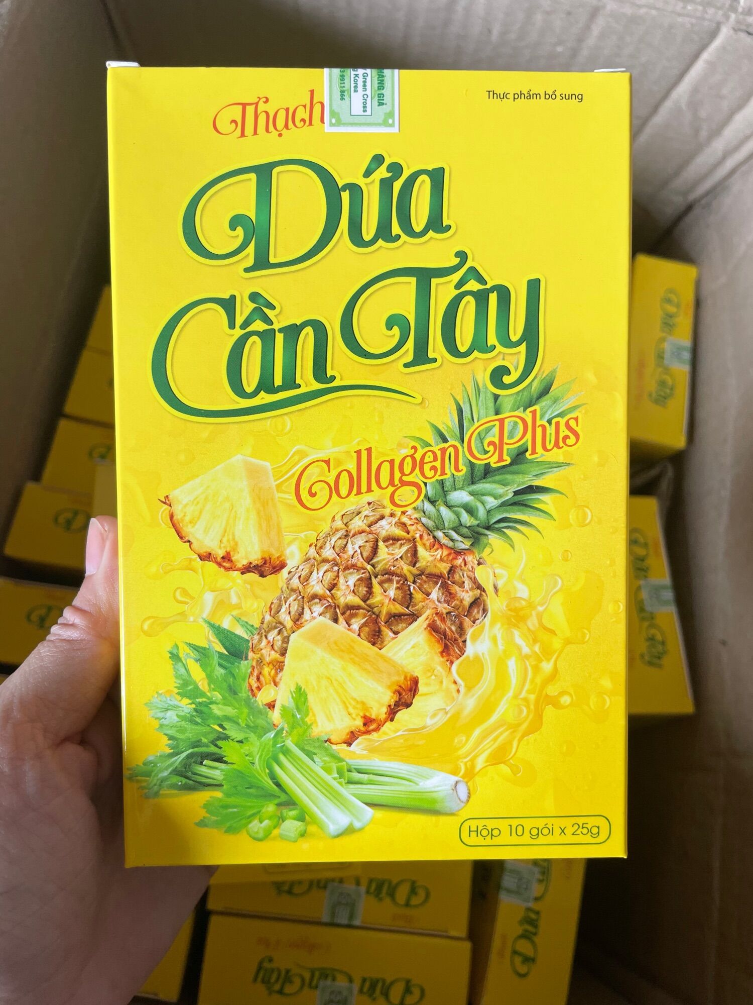Thạch Dứa Cần Tây Collagen Plus Hộp 10 Gói