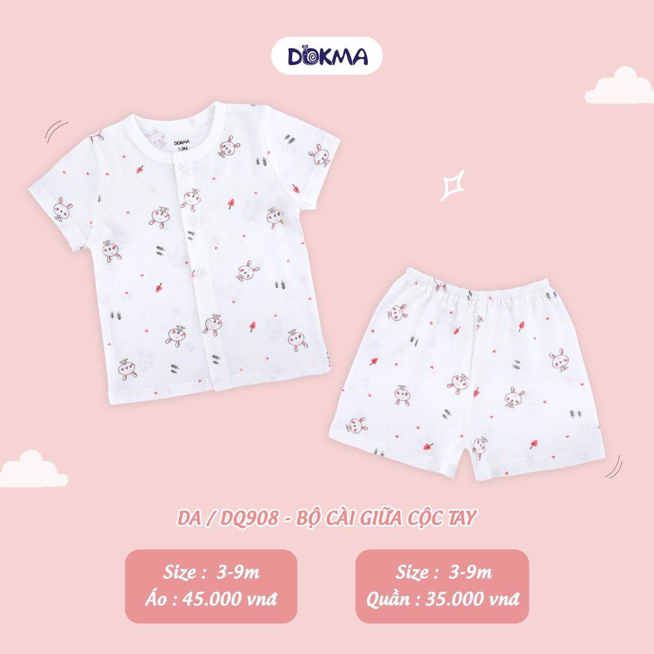 Bộ cộc cài giữa sơ sinh Dokma bé trai/bé gái