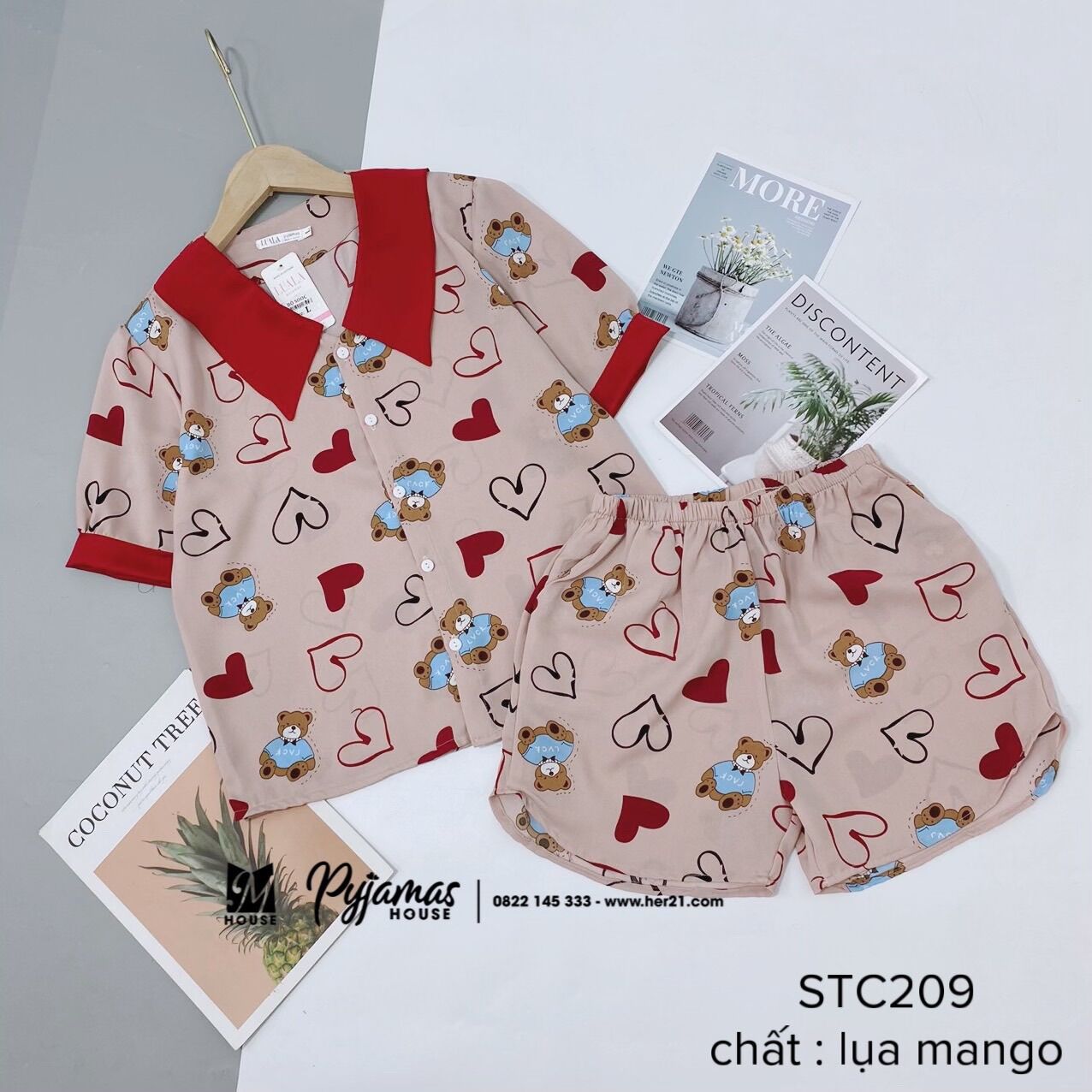 Bộ lụa satin cộc pijama cao cấp cổ sen