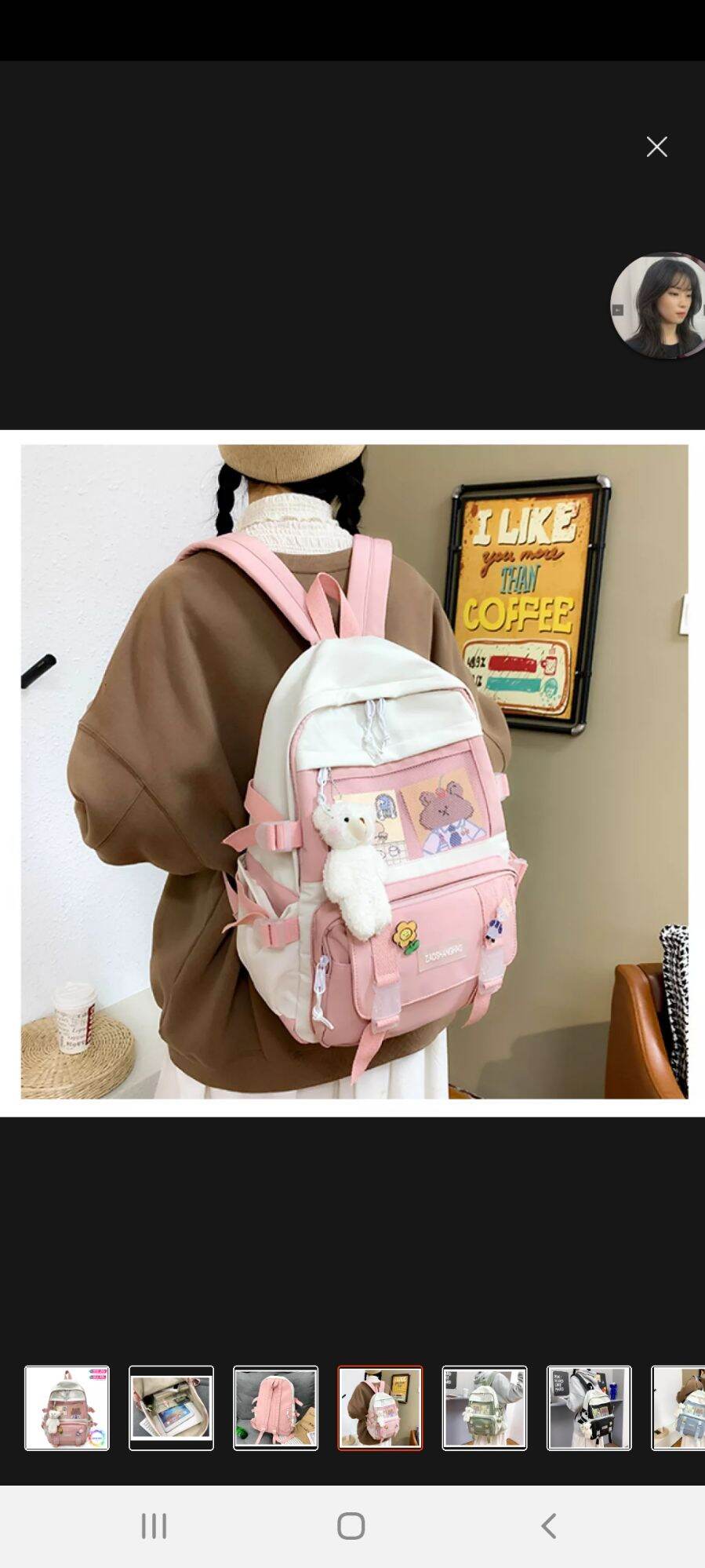 Balo canvas chống thấm tặng kèm sticker và móc khóa gấu