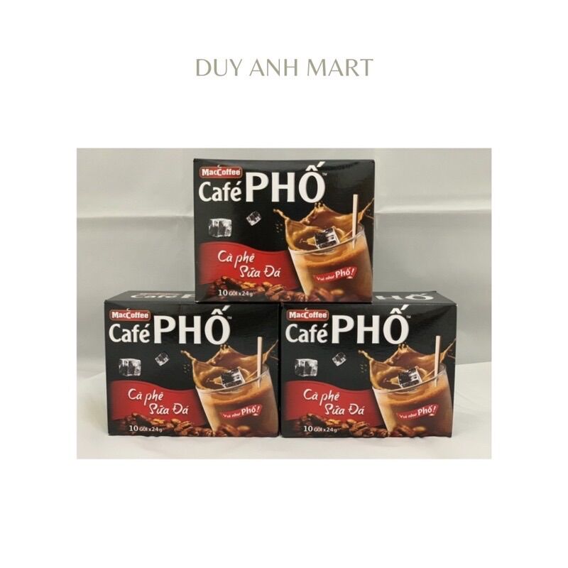 Cà phê Phố - Cà phê hòa tan sữa đá(Hộp 10 gói x 24g)