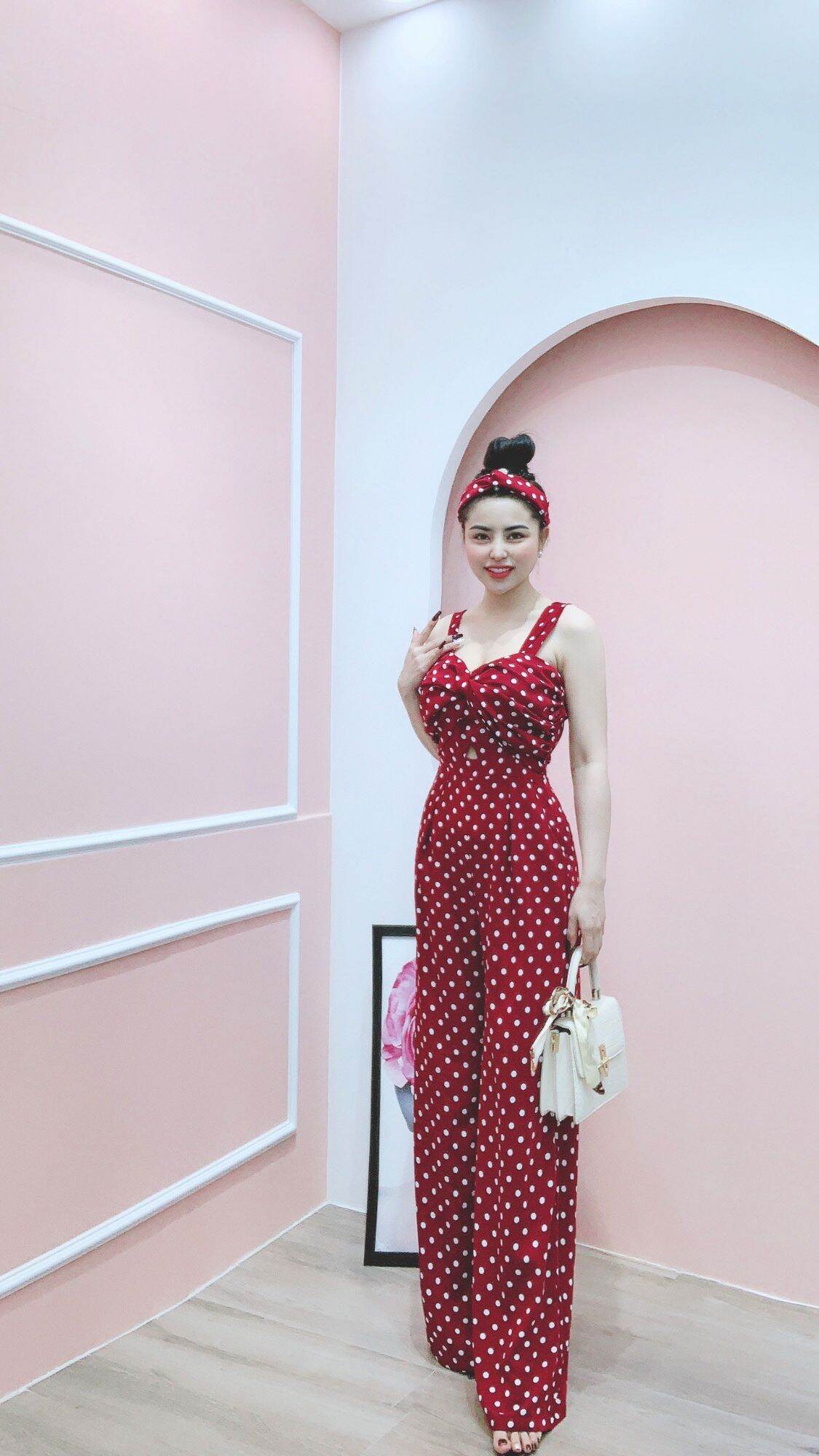 Jumsuit dài 2 dây xoắn ngực (có mút ngực)