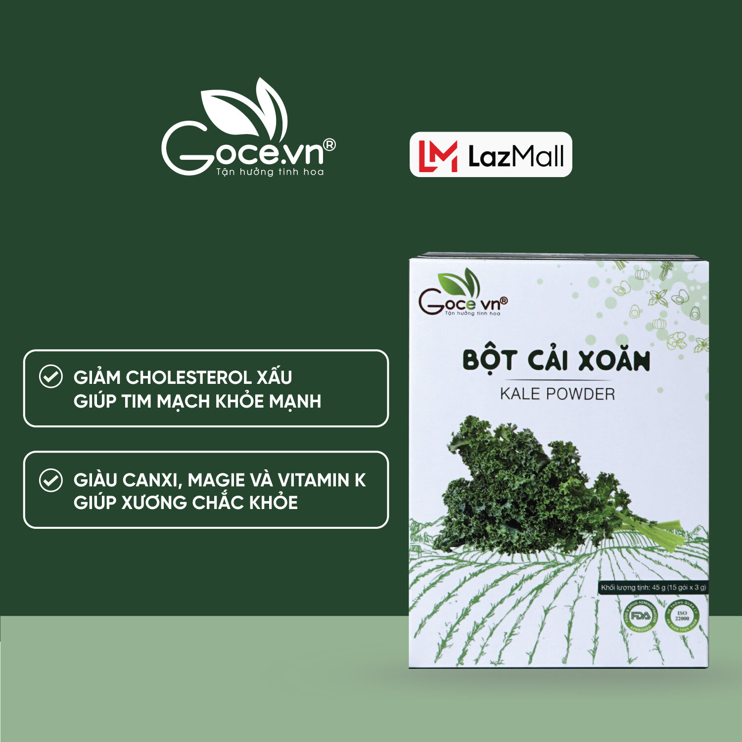 Bột cải xoăn Kale nguyên chất Goce - 45g ST