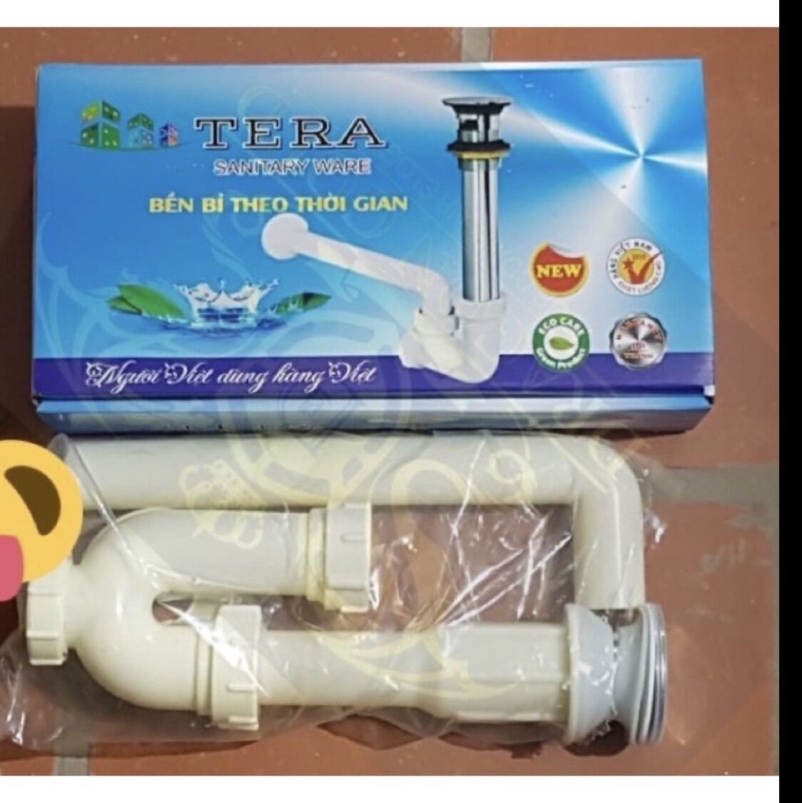 Xi phông chậu rửa mặt nhựa cổ inox đẹp Tera.