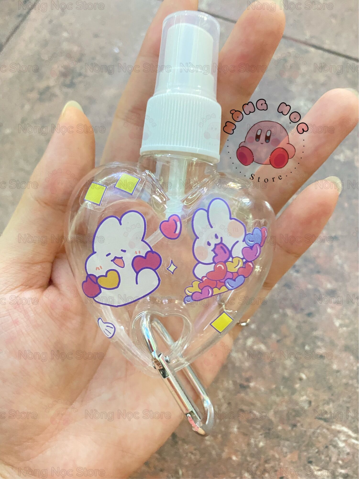 Bình chiết xịt trong suốt hình trái tim đựng nước, cồn siêu cute dễ thương