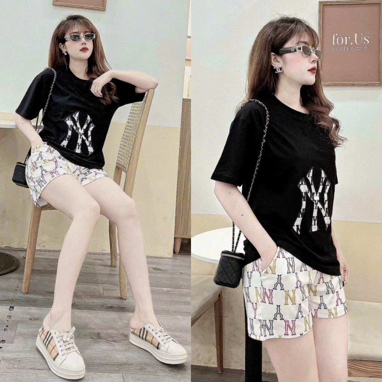 SÉT BỘ NỮ NGẮN THUN COTTON PHỐI 3D CAO CẤP