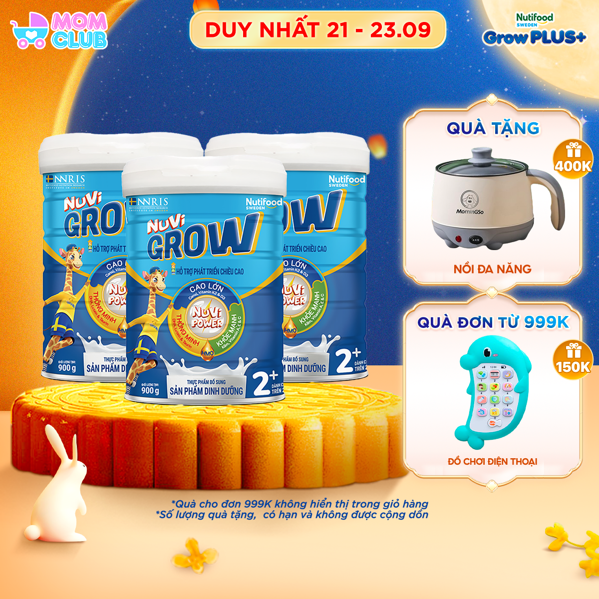 Combo 3 sữa bột nuvi grow phát triển chiều cao trên 2 tuổi lon 900g