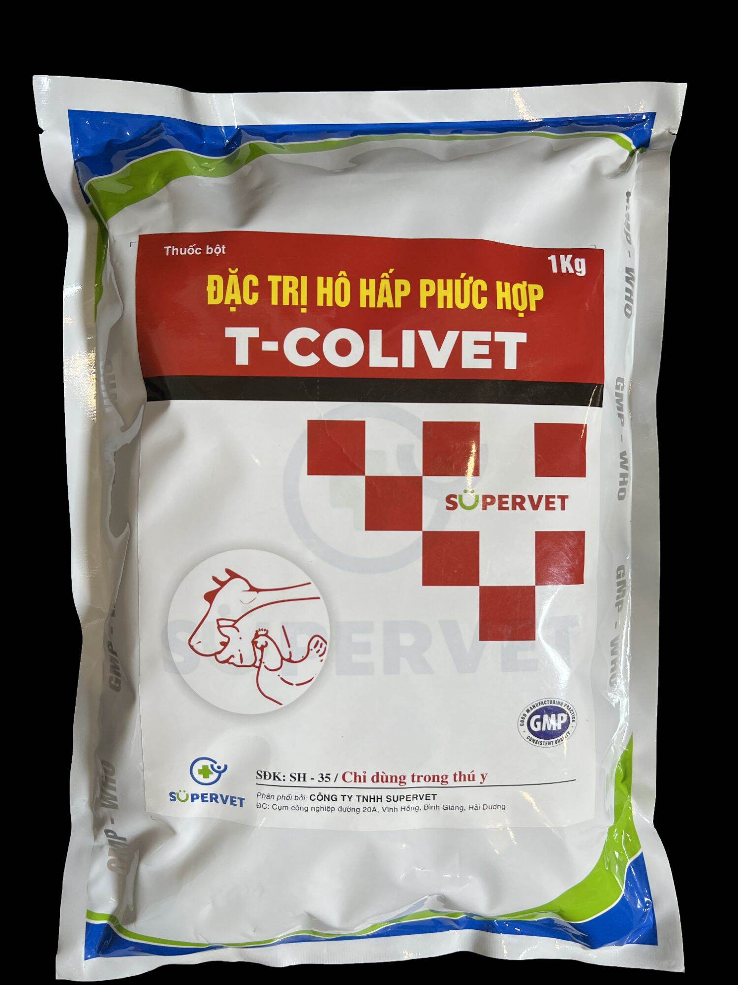 Dac tri hô hấp phức hợp ,dùng khi vật nuôi bị ho, thở bụng, thở ngực, tiêu chảy,...
