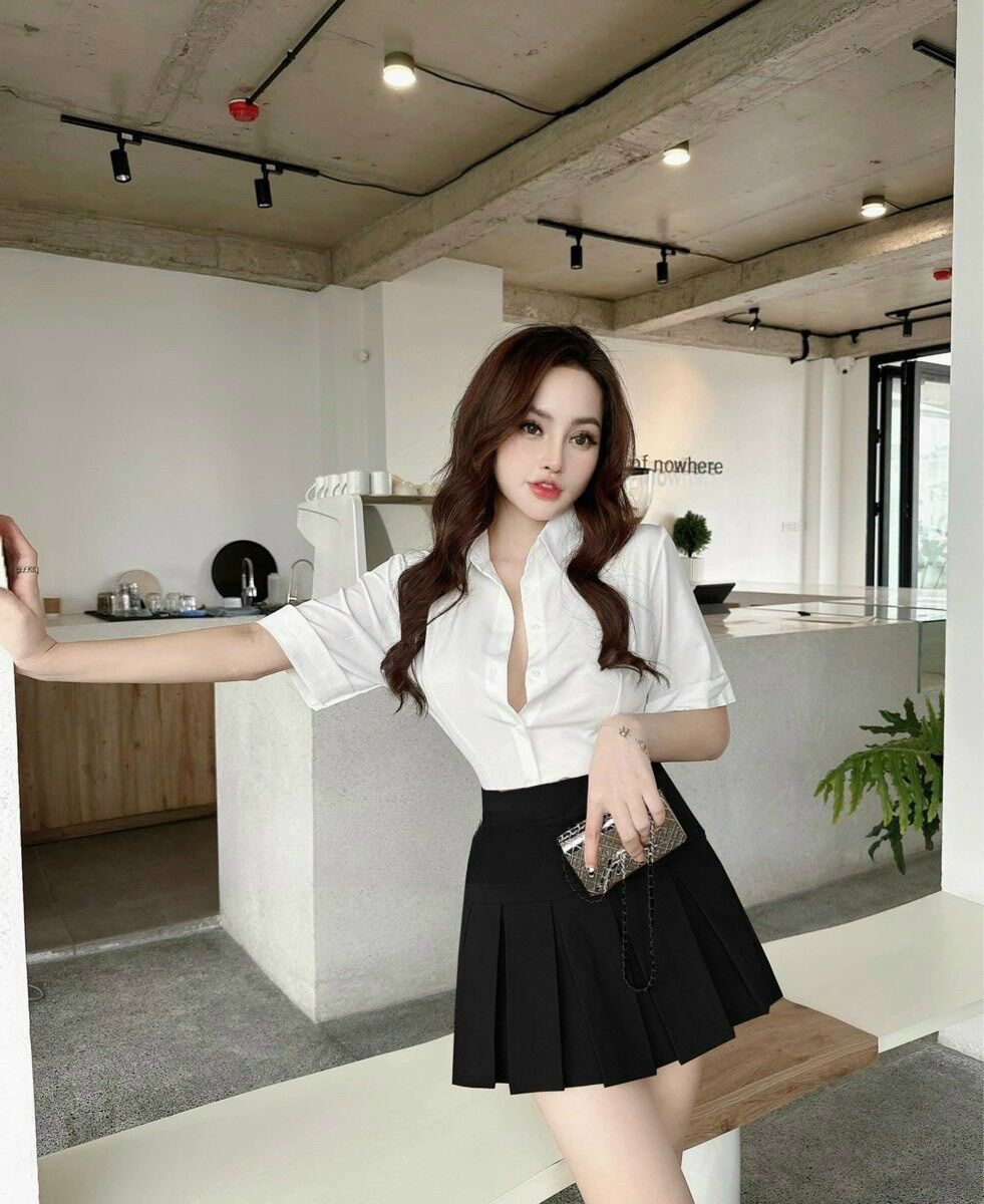 (SHOP BIGSIZE NỮ 50KG ĐẾN 90KG) set đồ sơ mi nữ sinh