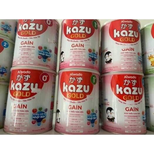 Tặng chảo chống dính - COMBO 8 lon sữa Kazu Gain Gold 0+, 1+, 2+. 810g lon
