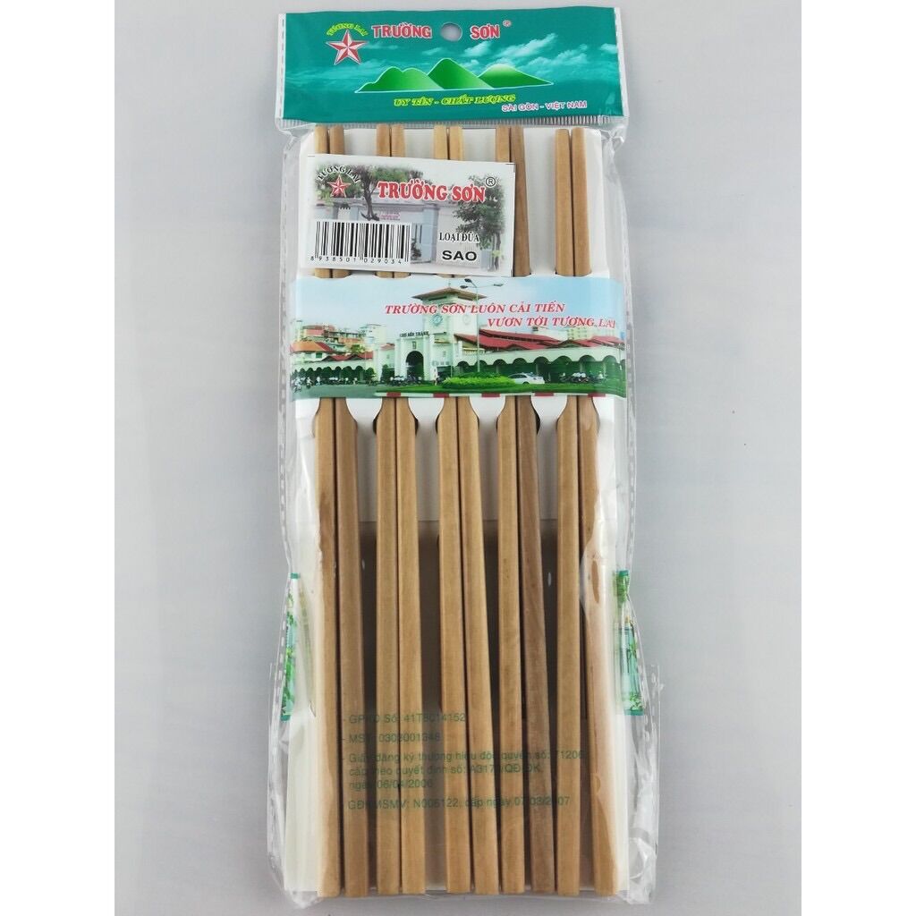 Đũa gỗ cao cấp, đũa gỗ sao Trường Sơn ( 1 vỉ 10 đôi)