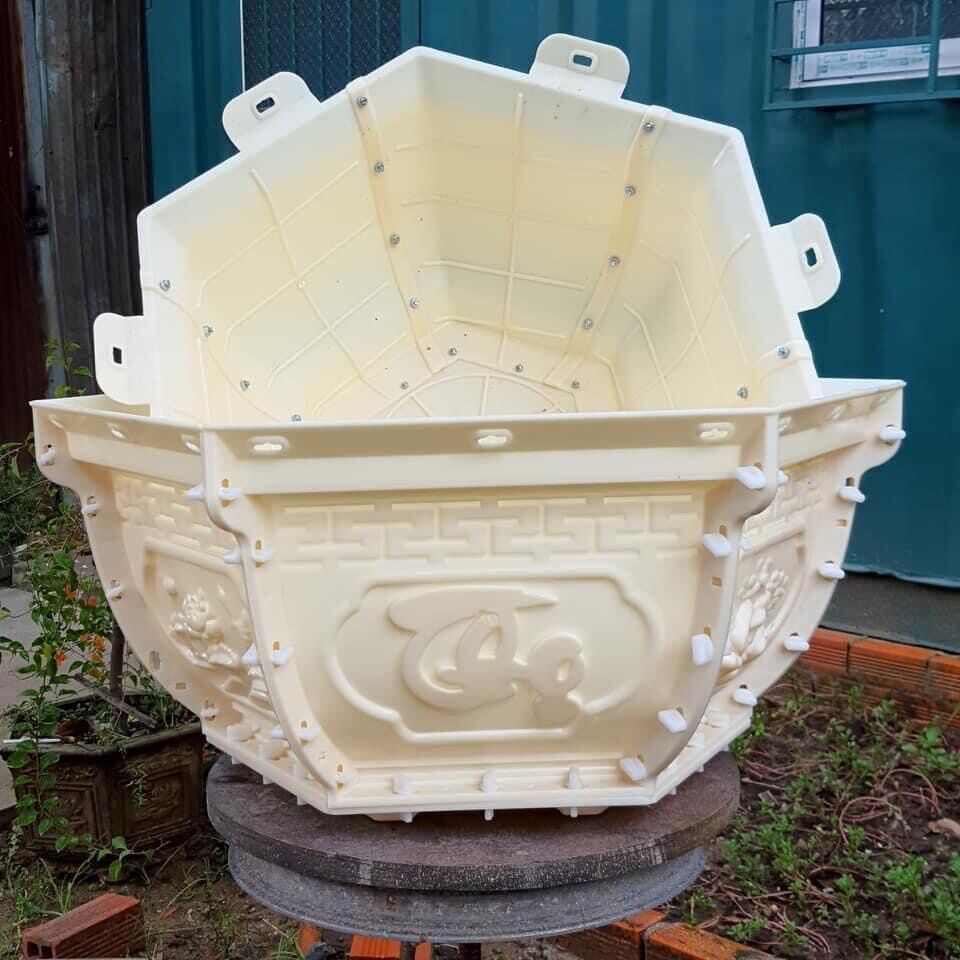 Khuôn Chậu Lục Giác 65 Cao 35 Mẫu Phúc Lộc Thọ Không Kèm Đế