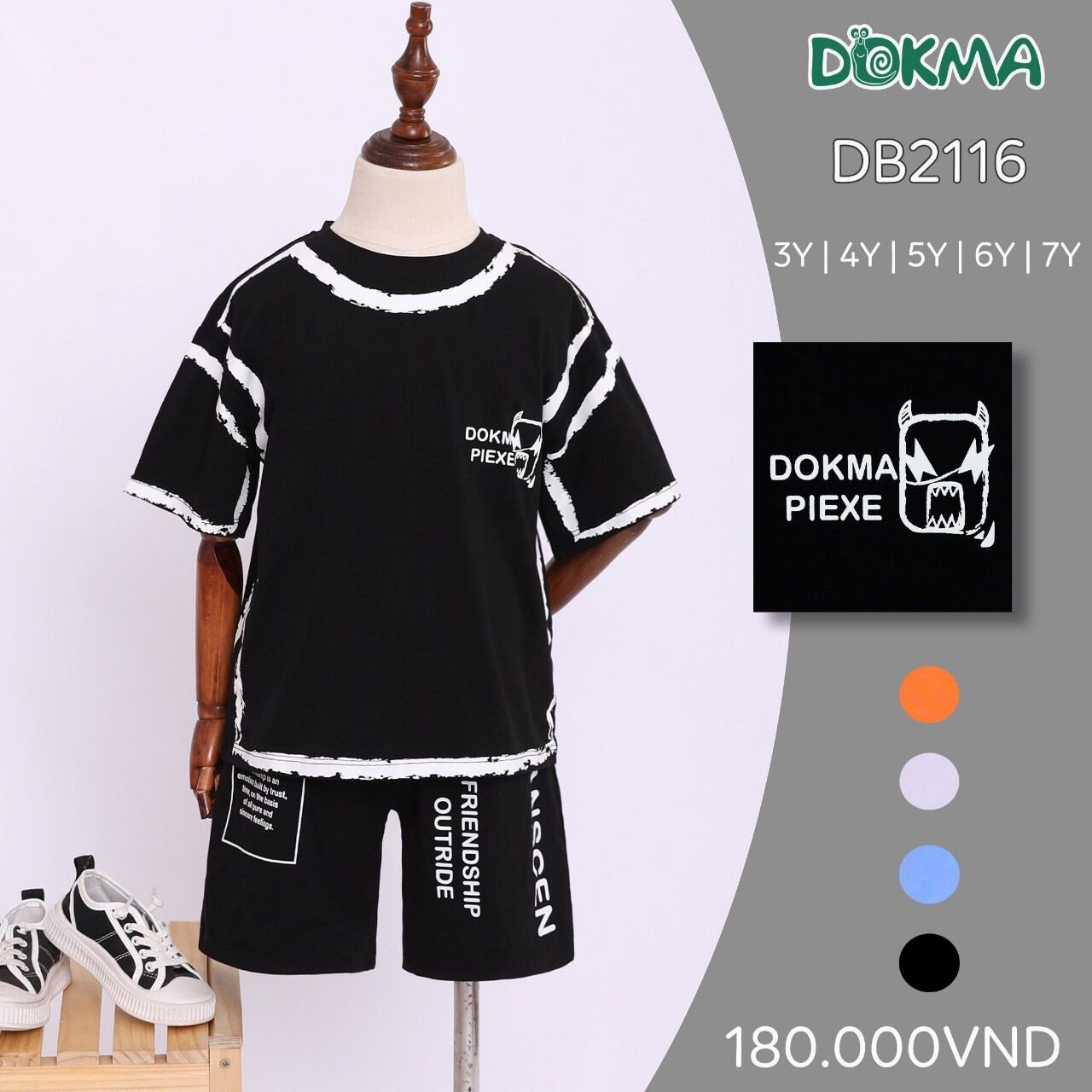 Bộ thể thao bé trai Dokma 3-7Y DB2116