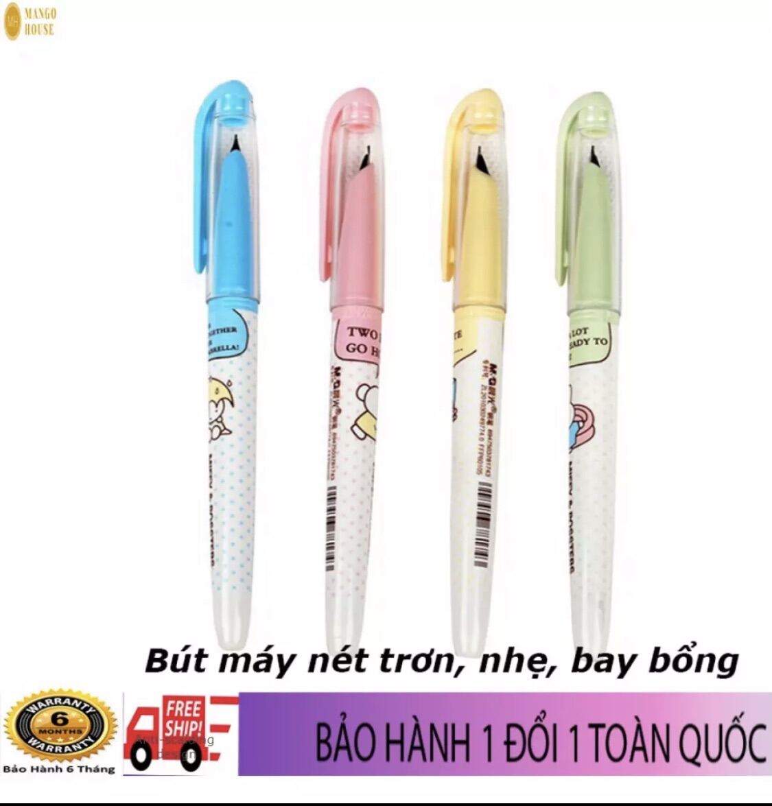Bút máy học sinh- Mango House- ngòi lá tre, nhẹ, êm ái, viết chữ bay bổng - Bút học sinh, bút mực, b