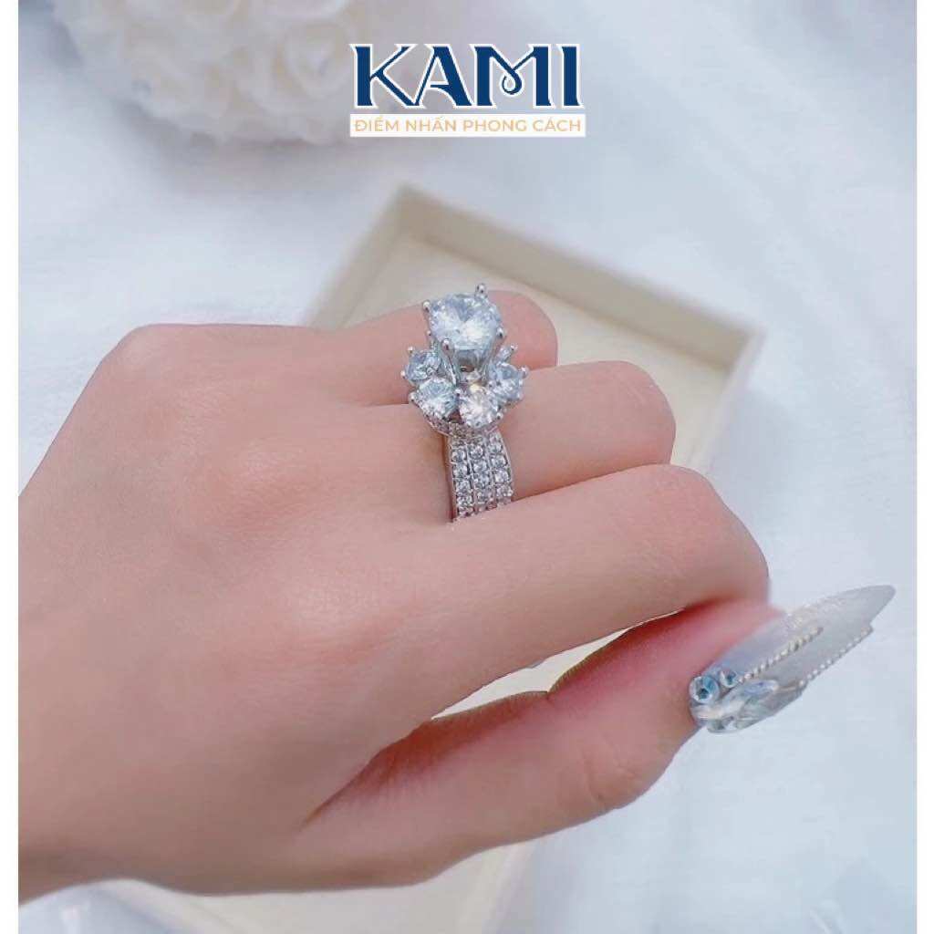 Nhẫn nữ xi bạch kim hột cao siêu sáng
