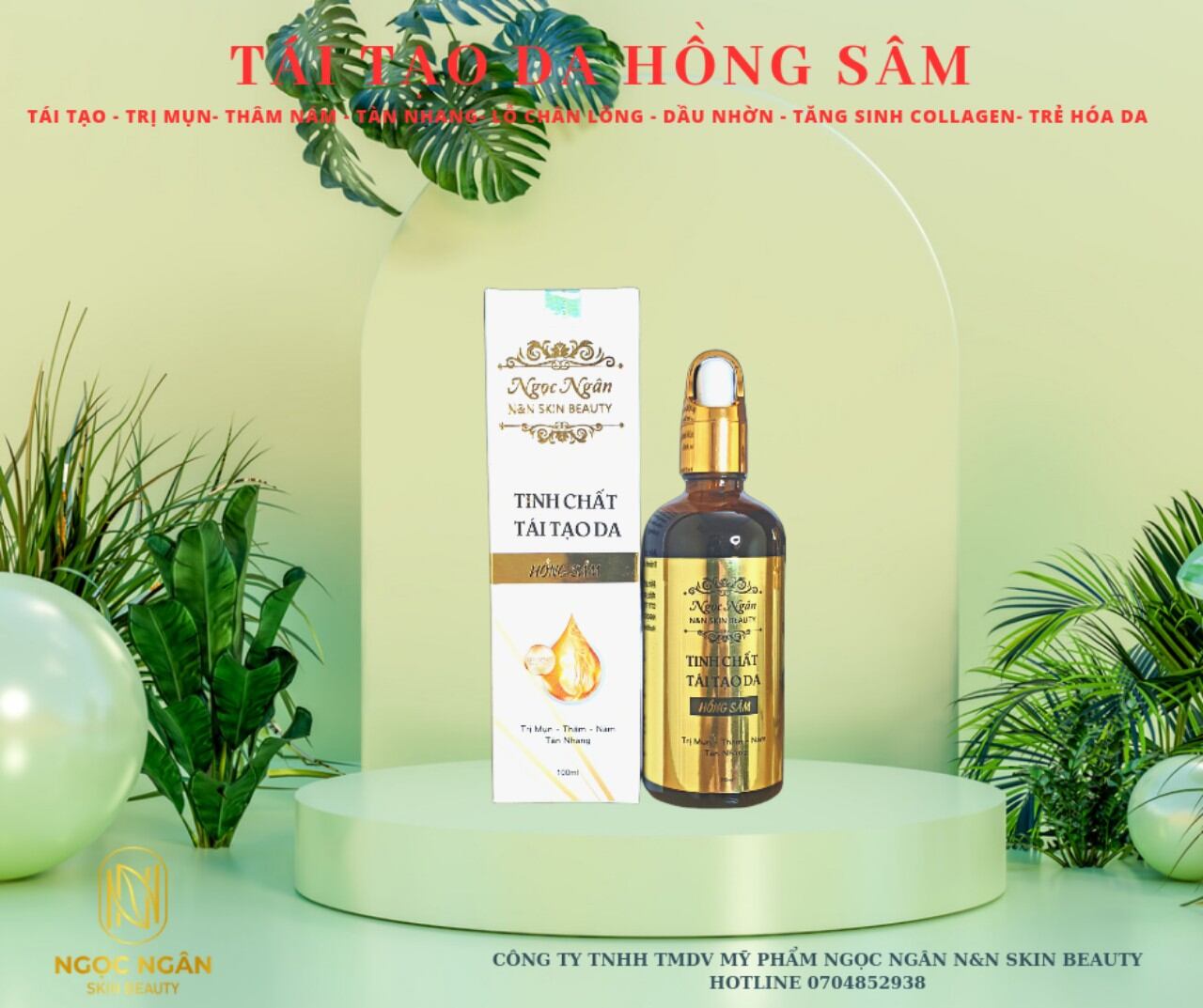 Tinh chất tái tạo hồng sâm xóa sạch mụn thâm nám tàn nhang