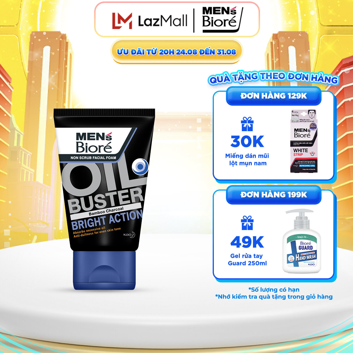 Sữa Rửa Mặt Men Biore Oil Buster Sạch Nhờn Sáng Da 100g