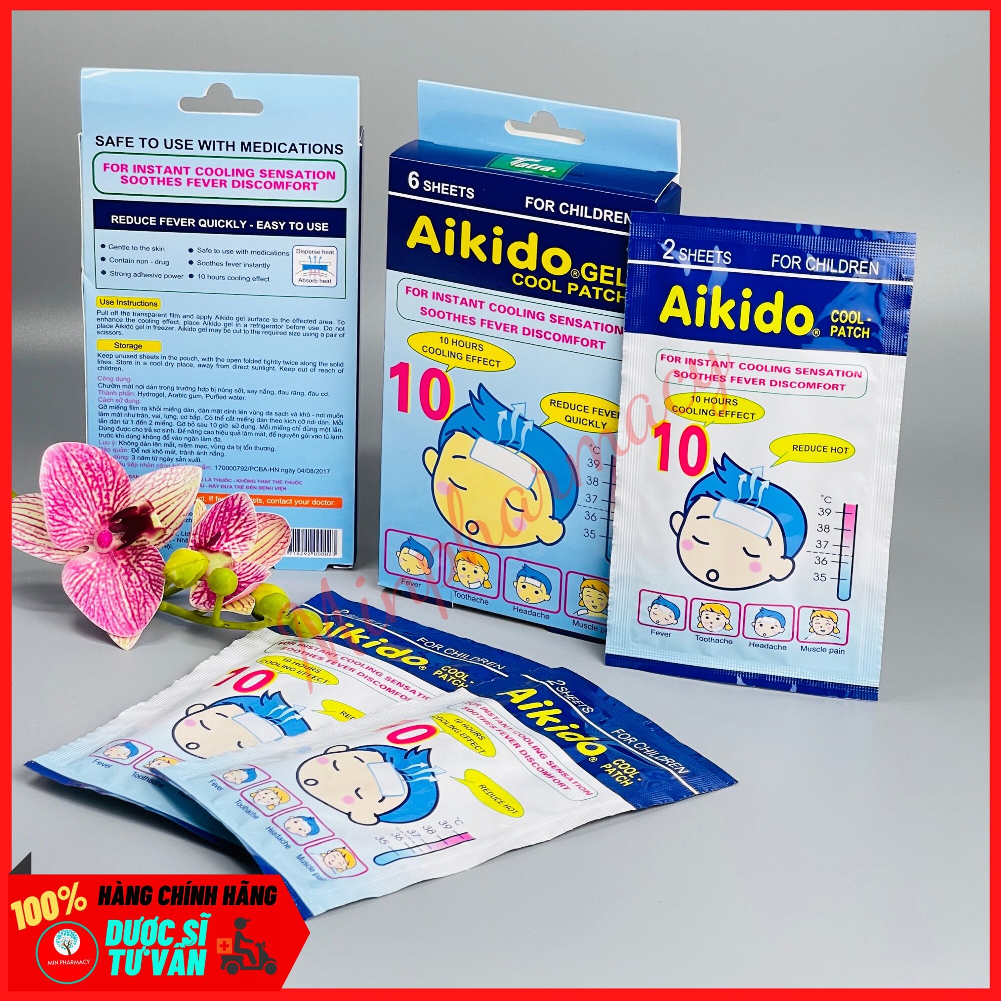 MIẾNG DÁN HẠ SỐT NHANH AIKIDO GEL COOL PATCH (Gói 2 miếng)