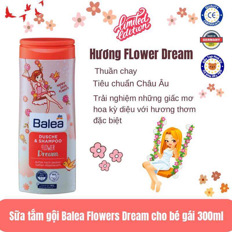 Sữa tắm gội Balea Kids 2in1 300ml – dịu nhẹ, thơm lâu, an toàn cho bé da nhạy cảm