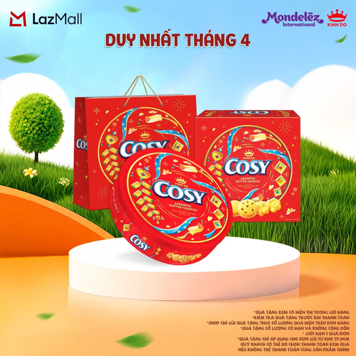 [CÓ TÚI GIẤY] Bánh quy Cosy Tết Thập cẩm socola/ Thập cẩm bơ sữa, hộp thiếc quà Tết 390g