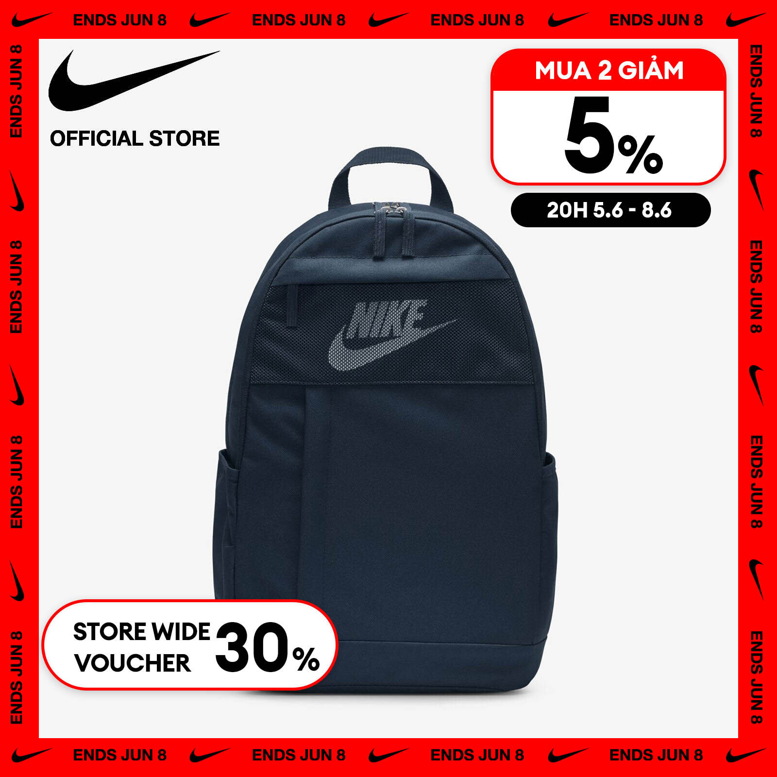   6.6-8.6| VOUCHER 30% & MUA 2 GIẢM 5%  Ba Lô Nike Elemental Backpack  21L  - Armory Navy 