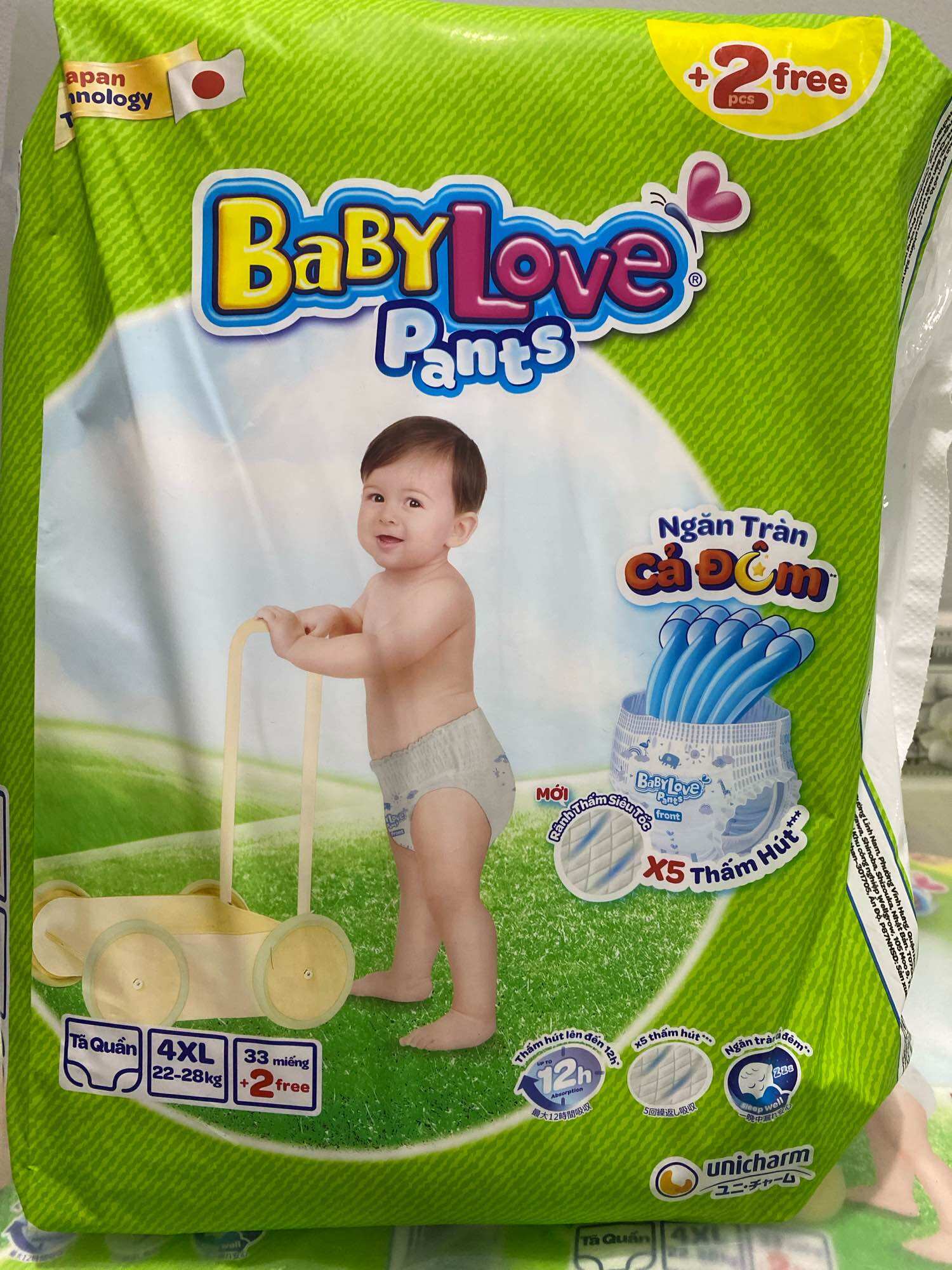 [ Mới ] Tặng 2 miếng tã quần 3x/ Bỉm/ Tã quần Baby love mới size xxxl33+2 ( 3x33+2) cho bé 18 đến 25ky