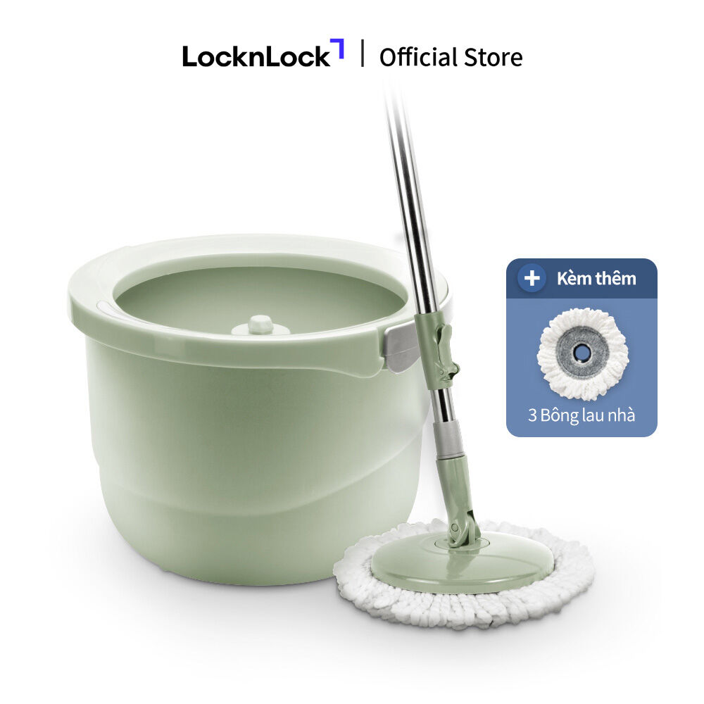 Bộ cây lau nhà vắt tự động mini LockLock ETM498MITS2 - Màu xanh mint - Nhựa PP cao cấp - Thép không gỉ - Tặng 3 miếng bông lau thay thế
