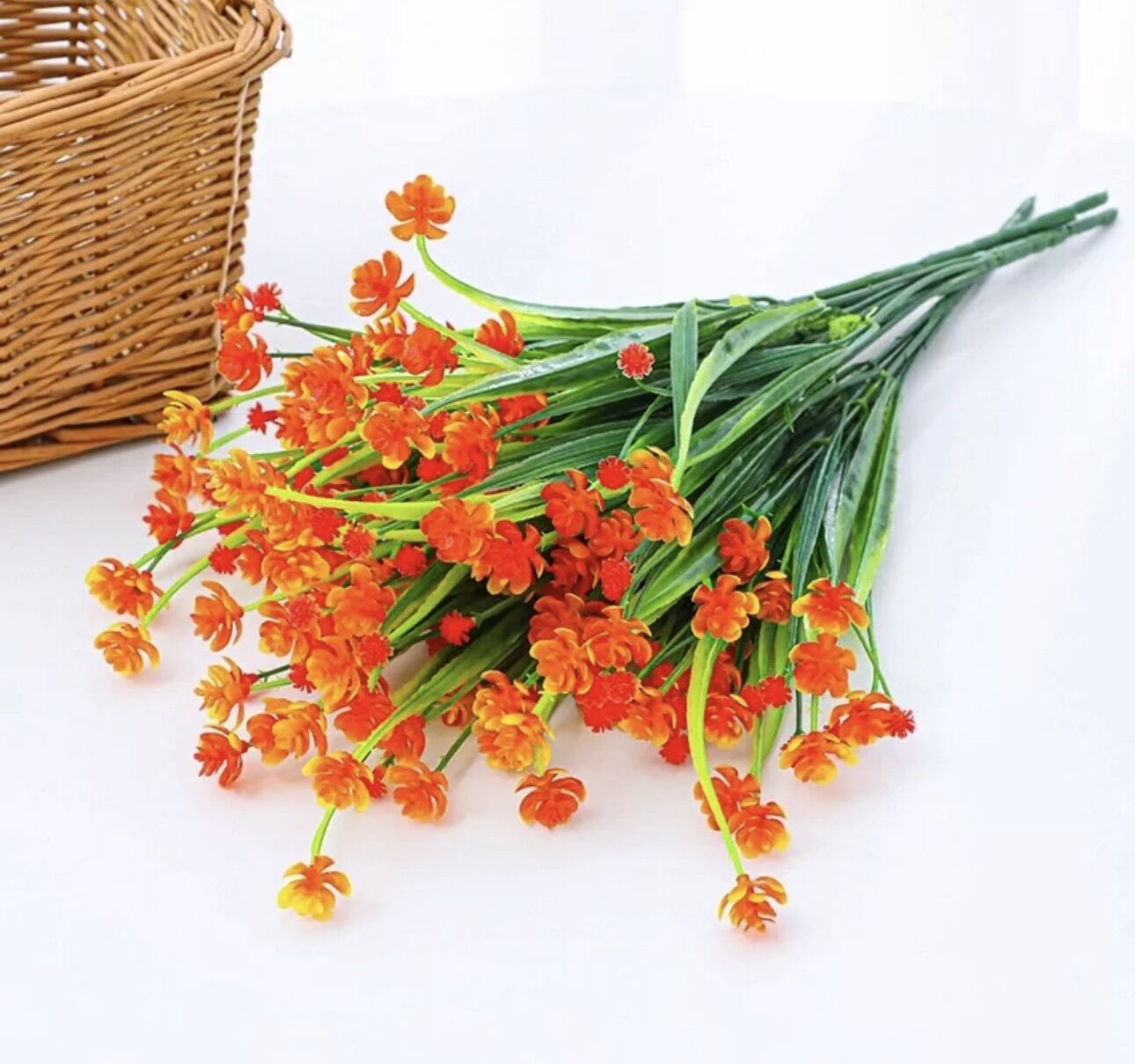 Cụm hoa giả cắm trang trí cắm điểm chậu hoa lan handmade S0695 (cỏ hoa đá)