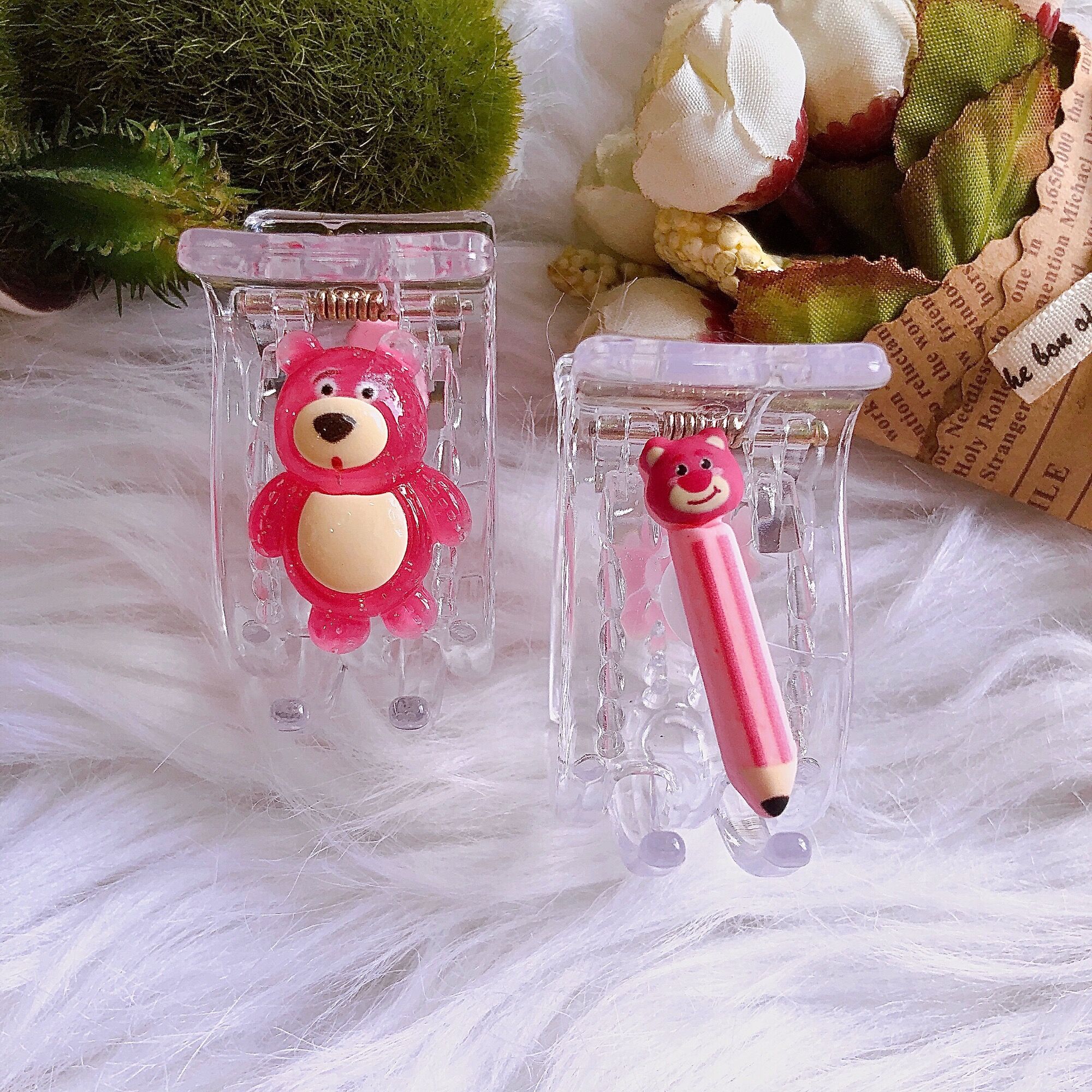 Kẹp tóc càng cua 5 răng Gấu dâu Lotso
