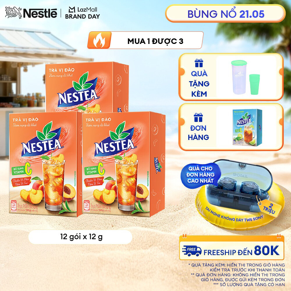 [ƯU ĐÃI THÁNG 5] Combo 3 gói Thực phẩm bổ sung Trà Vị Đào NESTEA hộp 1 gói x 1 g