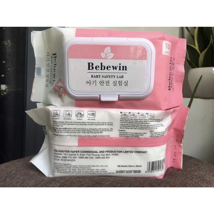 combo 4 bịch khăn giấy ướt BEBEWIN 100 tờ/ 1 bịch (TẶNG 1 BỊCH KHĂN ƯỚT BABY WIPES 80g)