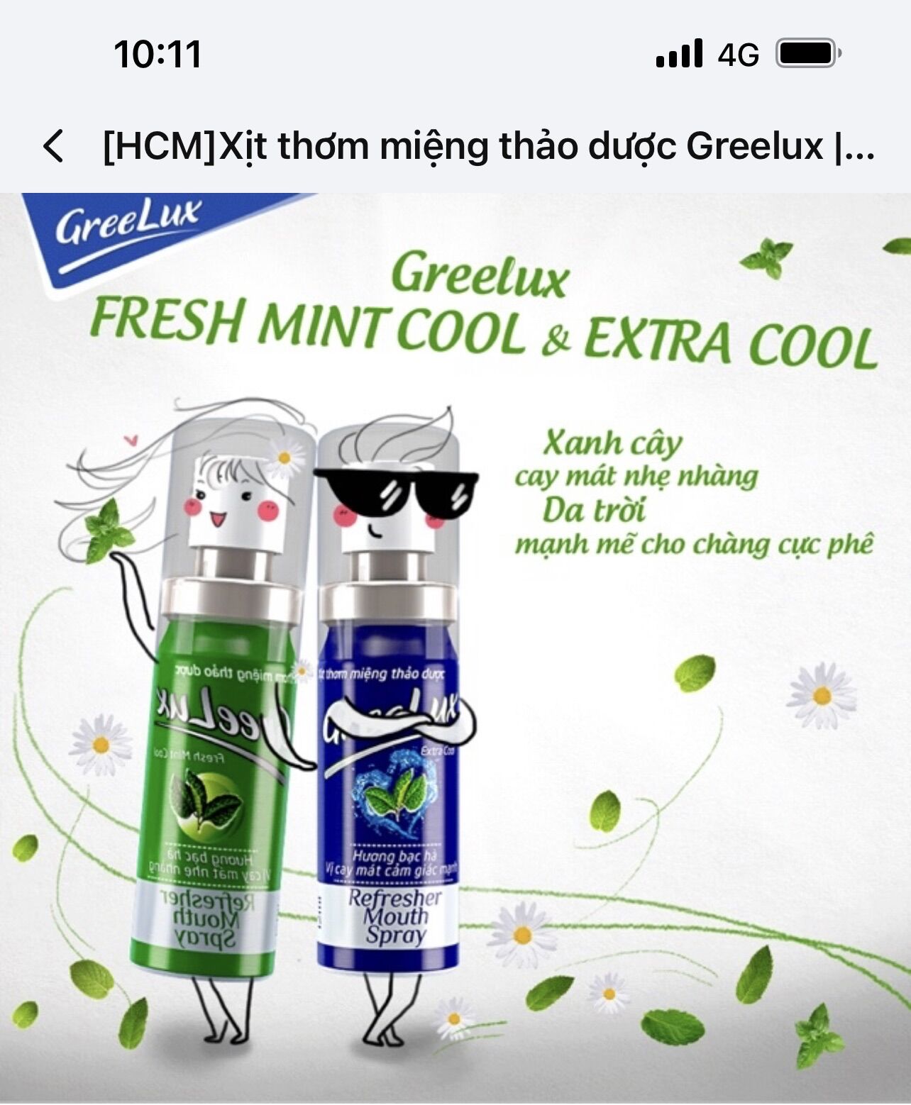 Xịt thơm miệng thảo dược Greelux