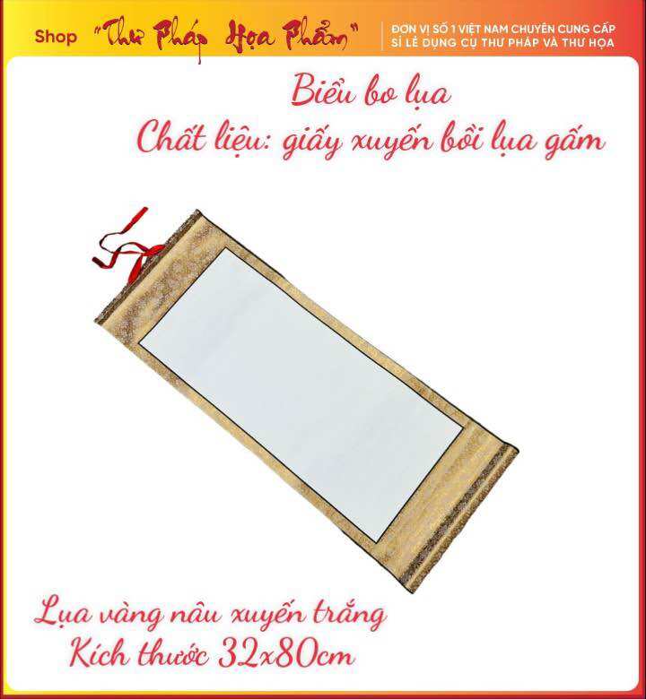 Biểu lụa viết thư pháp vẽ tranh, kích thước 32x80cm