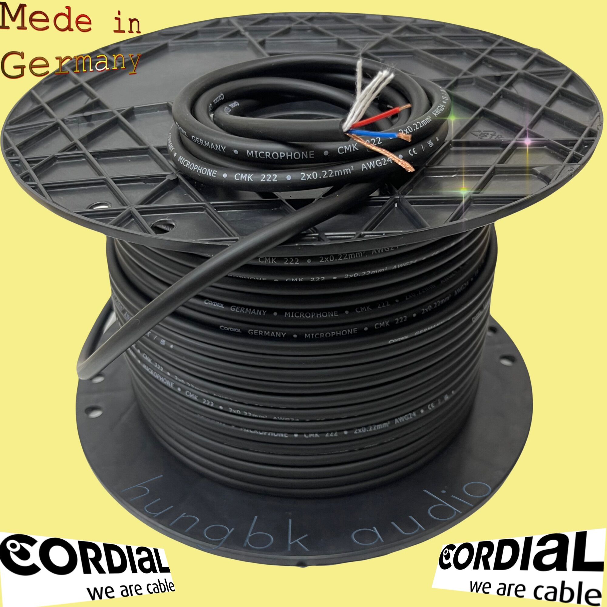 Cordial cmk 222 - dây tín hiệu, dây microphone. hiệu 2 x 0,22 mm2, 28 x 0,10 mm được sản xuất hoàn toàn tại đức