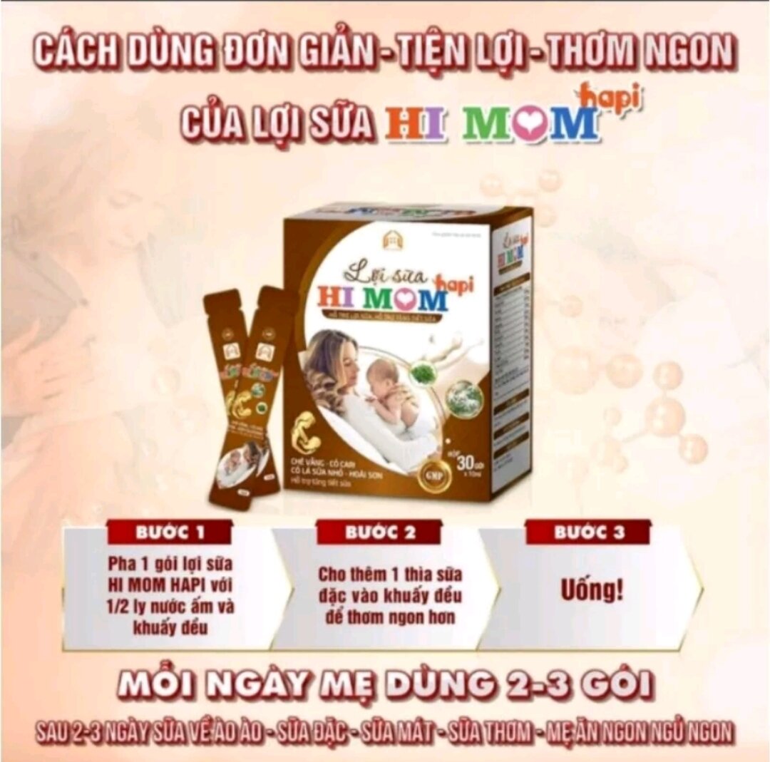 Lợi sữa himom hapi hộp 30 gói giúp nhiều sữa,mát sữa,sữa dặc chính hãng